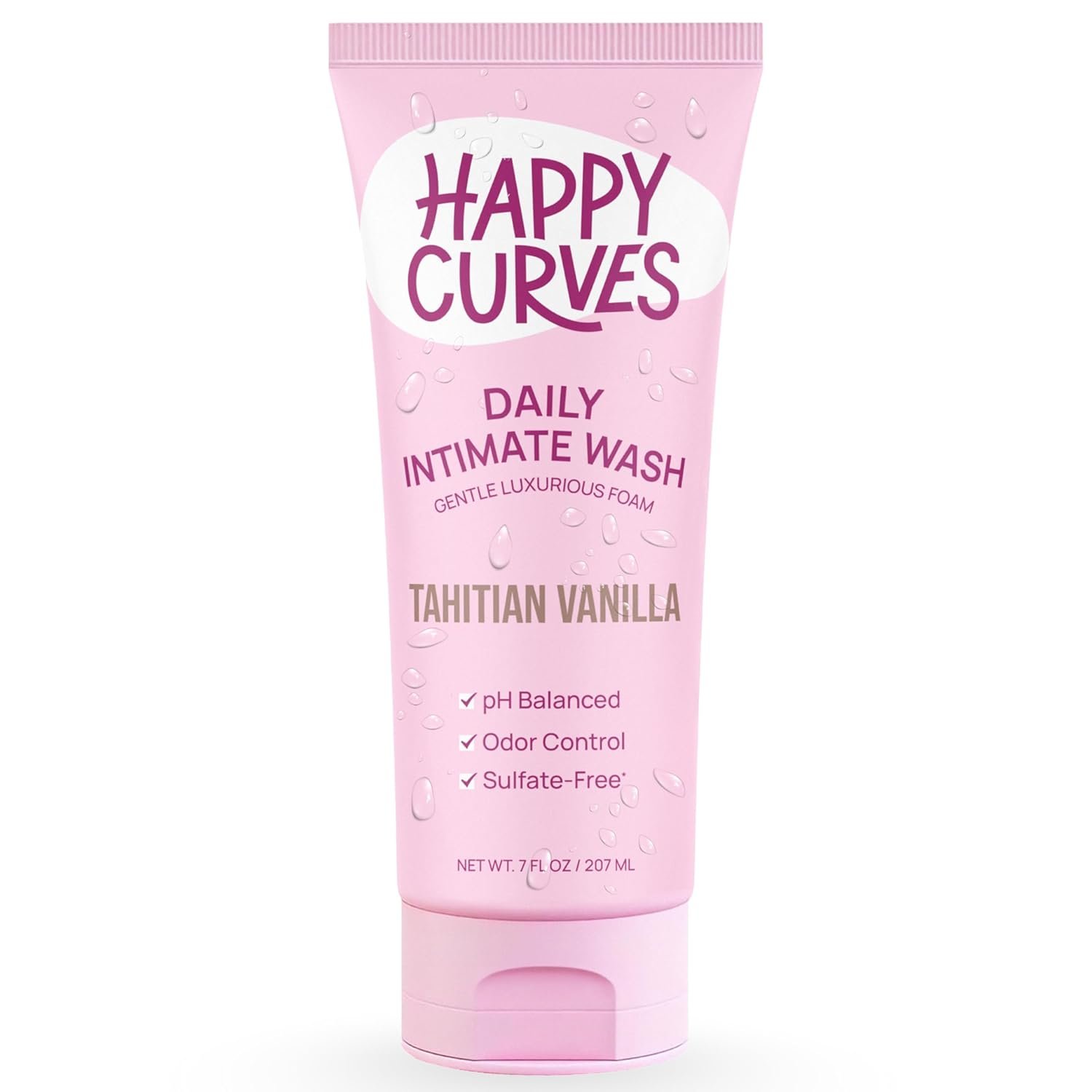HAPPY CURVES Feminine Wash – pH Balanced Cleanser with Aloe & Vitamin E – Sulfate-Free, Paraben-Free Intimate Care for Women – Odor Control, Gentle Daily Vaginal & Sensitive Skin (Tahitian Vanilla)