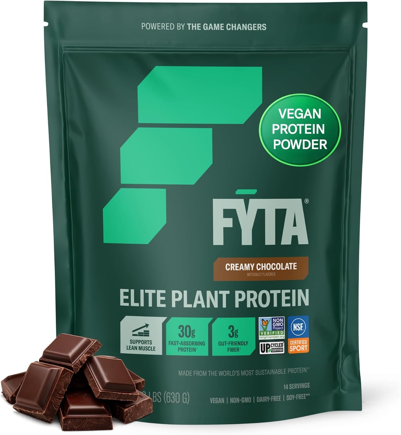 FYTA Vegan Protein Powder – Chocolate Plant Based Protein Powder with Better Taste & Texture Than Whey Protein – 30g Non-GMO & Dairy Free Protein Powder Vegan for Women & Men – Creamy Chocolate 630g