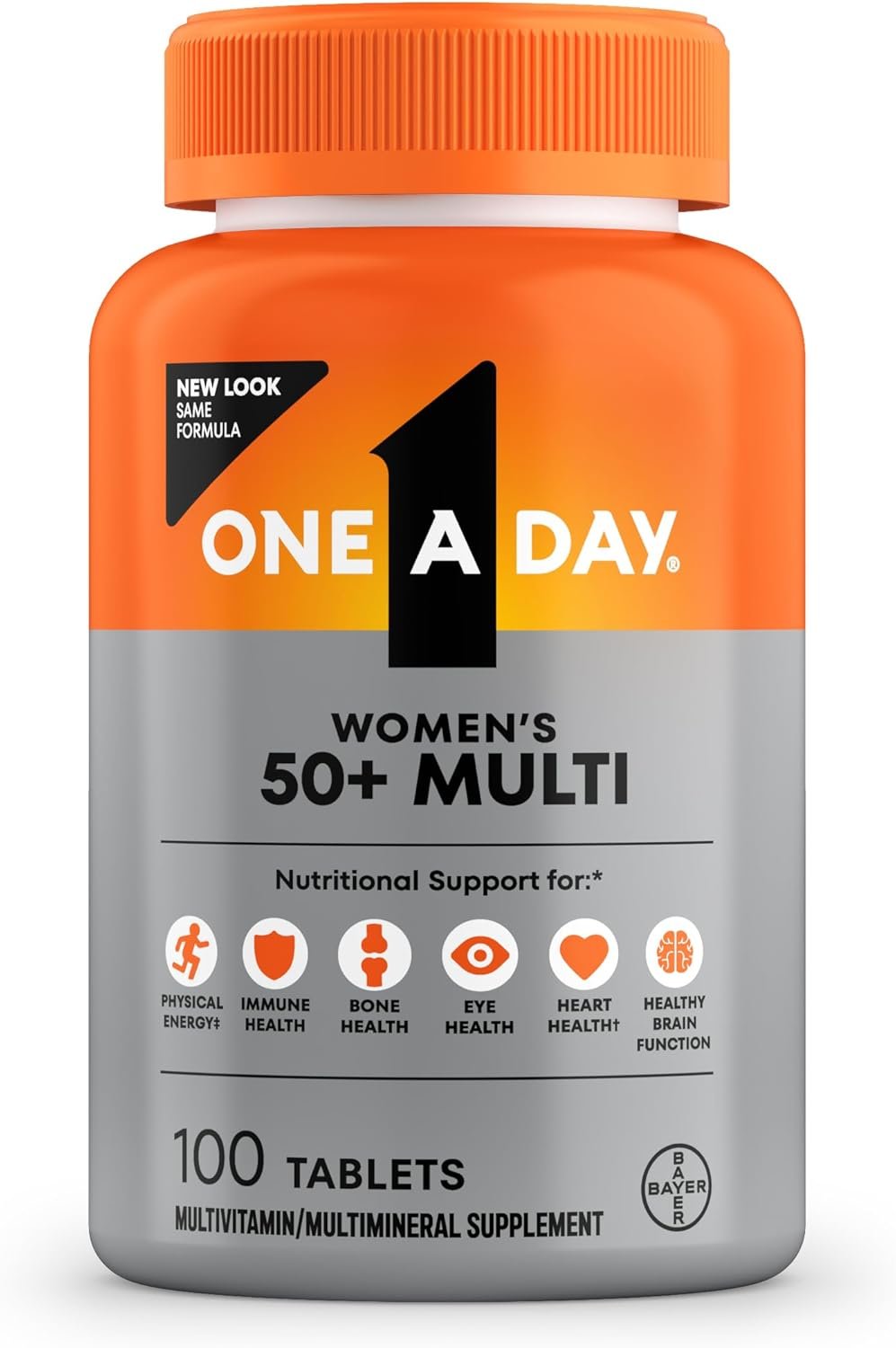 One A Day Multivitamin for Women 50 and Over Tablets, Womens Multivitamin 50 plus with Vitamins D, C, E, Zinc & Biotin, Daily Vitamins for Woman 50+, 100 Ct (Packaging May Vary)