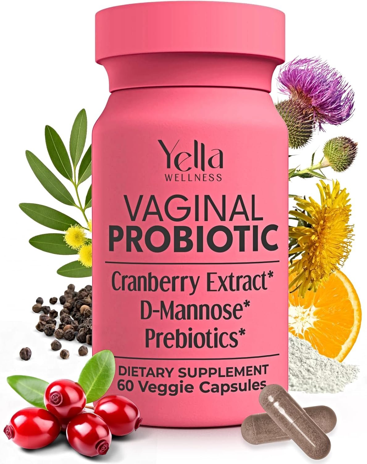 Vaginal Probiotics & Prebiotics for Women with Cranberry Extract | Supports Urinary Tract & PH Balance for Women | Probioticos Vajinal | Probiotics for Women’s Vaginal Health- 60ct