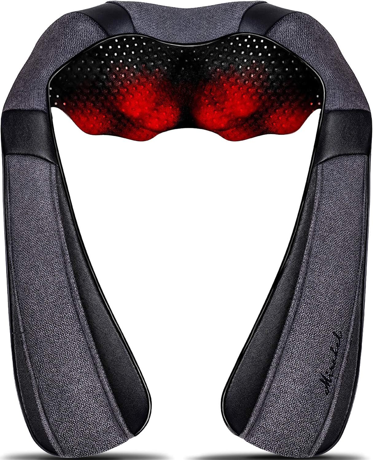 Mirakel Neck Massager for Pain Relief Deep Tissue, Shiatsu Shoulder & Back Massager with Heat – Ergonomic Design Massage, Electric Kneading Whole Body Massager Christmas Gifts for Women, Men, Dad, Mom