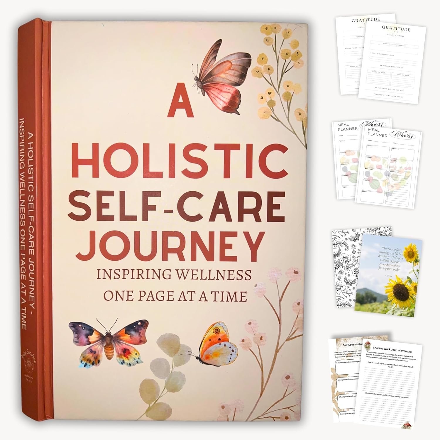 Holistic Self Care Journal for Women & Men-Inspiring Wellness One Page at a Time- 5-minute Journal- Mental Health Guided Journal-Shadow Work, Self-Love, Affirmations- Coloring Book, Daily Planner