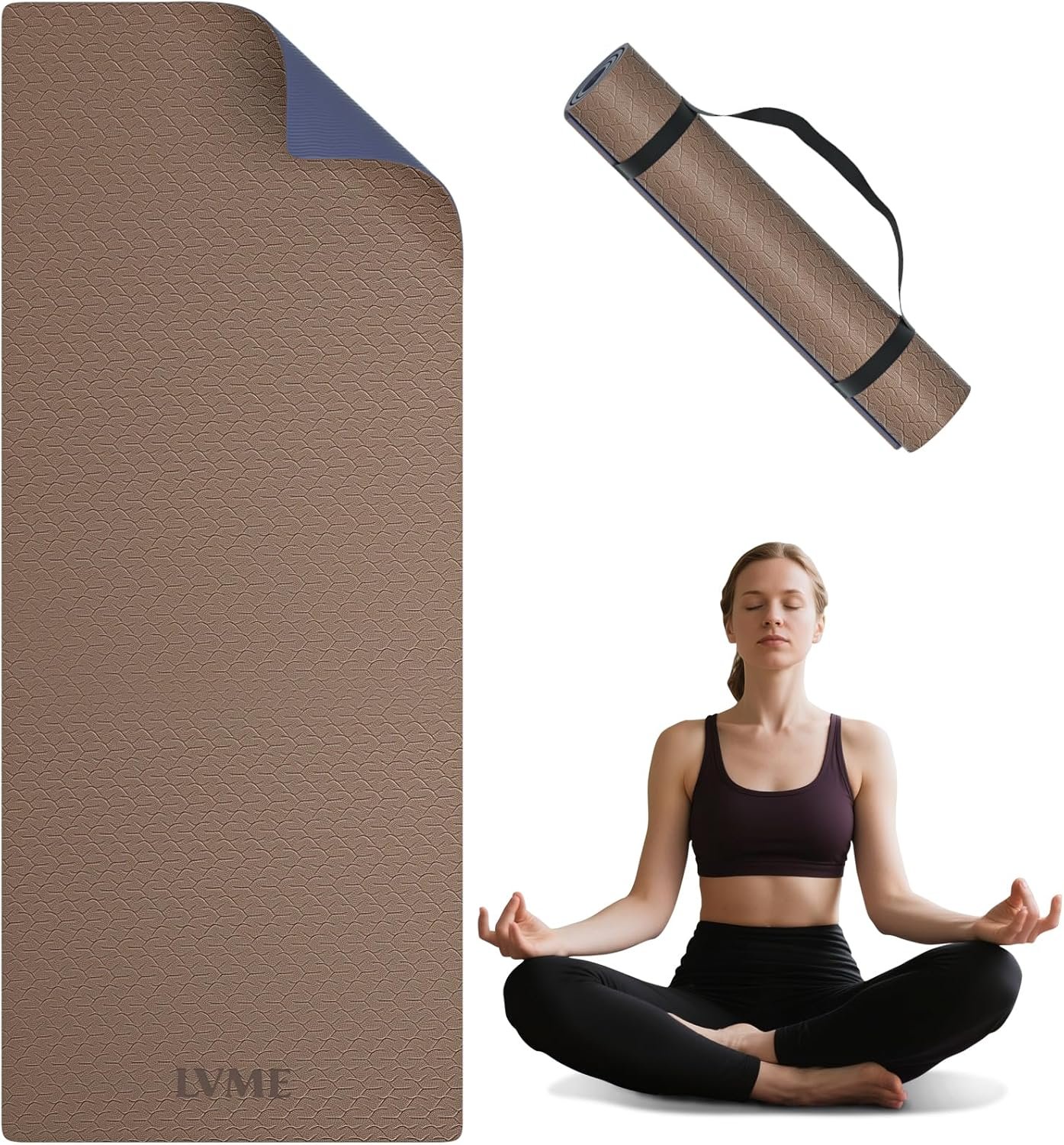 Yoga Mat Non Slip, Anti-Tear 1/4″ & 2/5″ Thick TPE Yoga Mats for Women and Men, a stylish and practical dual-tone yoga mat.72″x24″ Exercise & Fitness Mat with Carrying Strap, Workout Mats for Yoga, Pilates and Floor Exercise