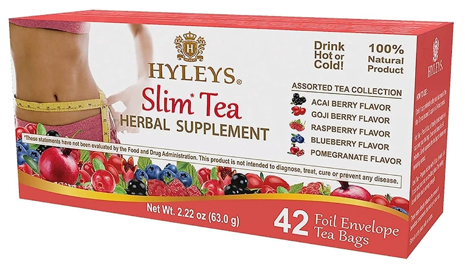 Hyleys Slim Tea 42 Ct Assorted – Weight Loss Herbal Supplement Cleanse and Detox – 42 Tea Bags (1 Pack)