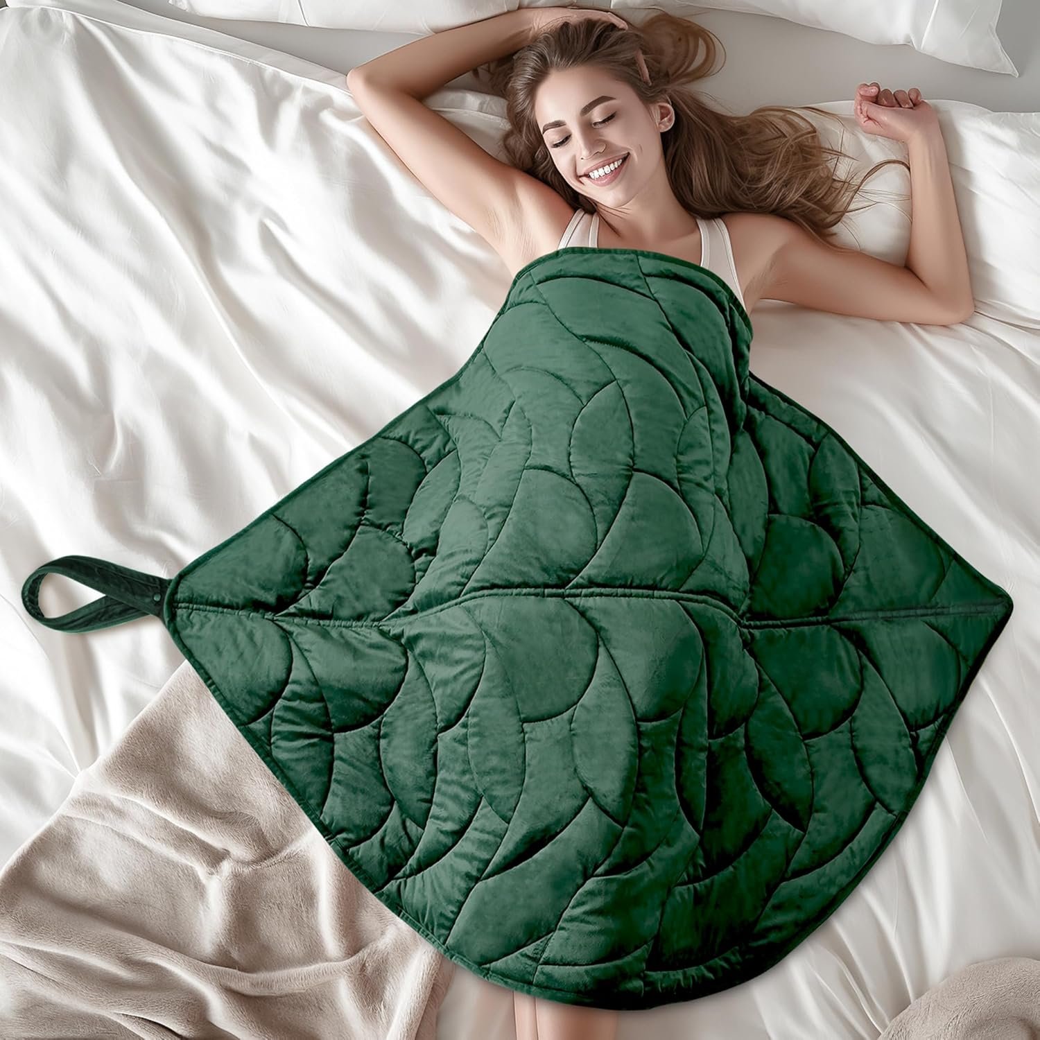 7 Lbs Weighted Lap Blanket – Gifts for Mom Women Wife Girlfriend, Cozy Luxury Velvet Small Weighted Blankets,Portable Travel Blankets for Adults,All-Season Blanket Relaxation Gift,40×70,Green