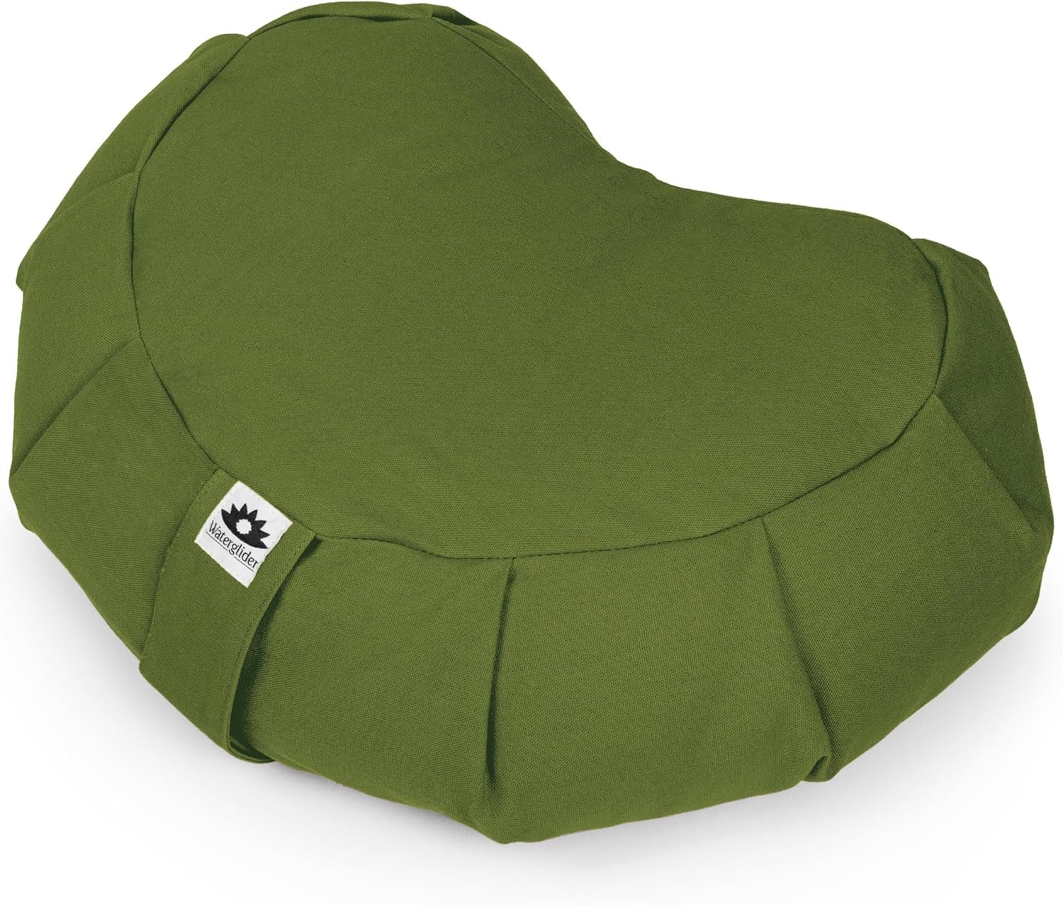 Meditation Cushion (Avocado) Crescent, Buckwheat Husk Filled, Floor Pillow or Cushions, Yoga Seat, Zafu, Made in The USA