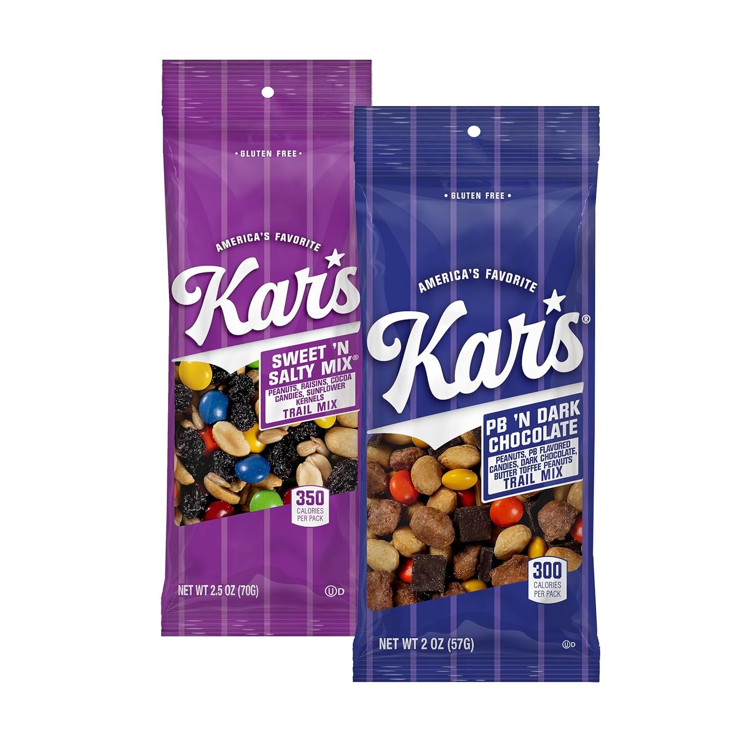 Kar’s Nuts Variety Pack Trail Mix Snacks – Sweet ‘N Salty Mix, Peanut Butter ‘N Dark Chocolate, 2oz – Grab & Go Bags, Individual Snack Packs (Pack of 24), Gluten-Free Trail Mix Snack