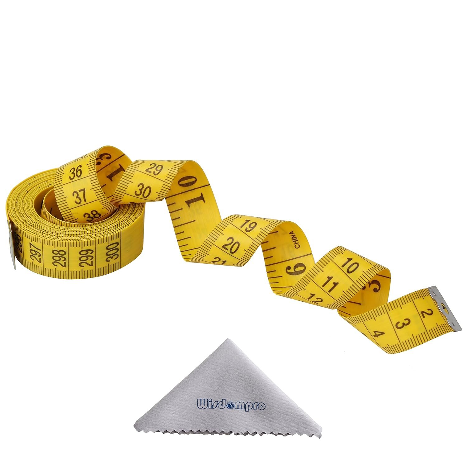 Wisdompro120-Inch(300cm) Soft Tape Measure for Sewing Tailor Cloth, Body Measurement – Indexed in Metric and Standard Units, Convenient 0.75 Inch Wide PVC Fiberglass Ruler – Yellow