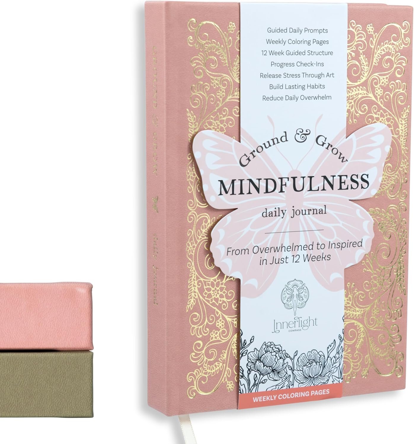 Innerlight Compass Journal for Women with Prompts – 12-Week Daily Reflection, Gratitude for Mindfulness, Self-Care & Intentions – Guided Journal with Morning & Evening Entries, Weekly Coloring Pages