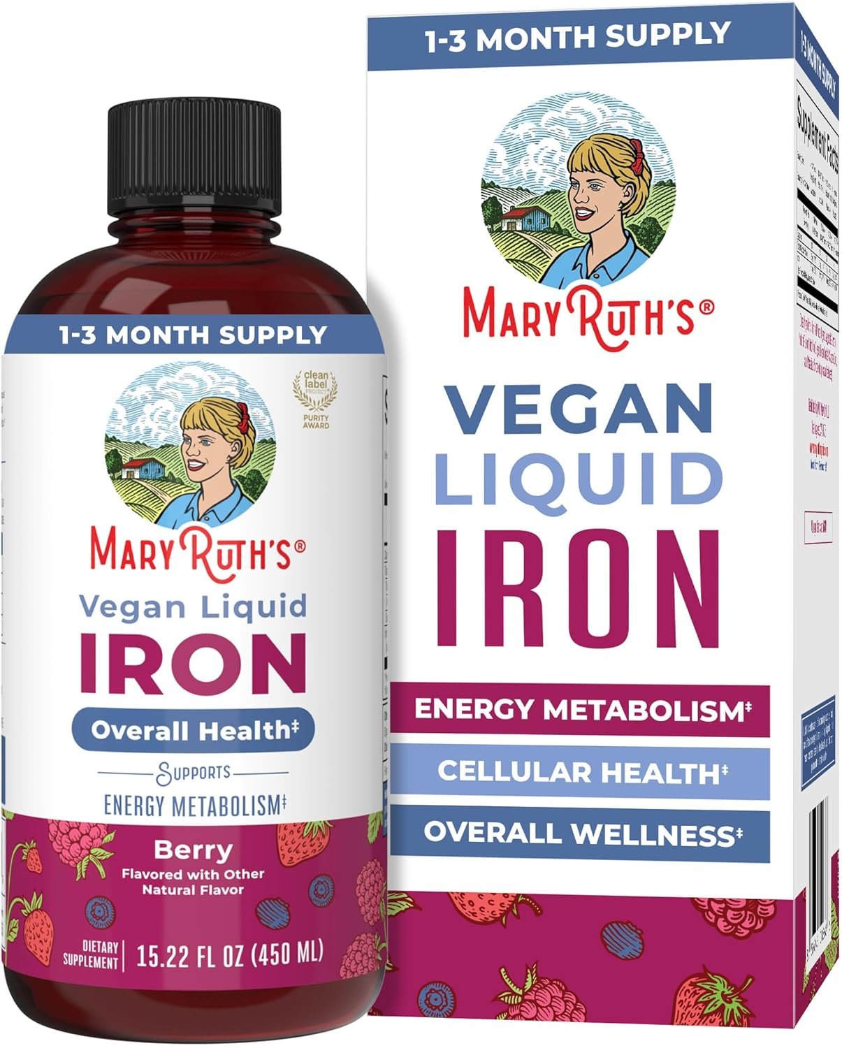 Iron Supplement for Women Men & Kids | Liquid Iron Supplement for Women Men & Kids | Iron for Healthy Blood & Oxygen | Ages 4 & Up | Sugar Free | Vegan | Non-GMO | Gluten Free | 15.22 Fl Oz