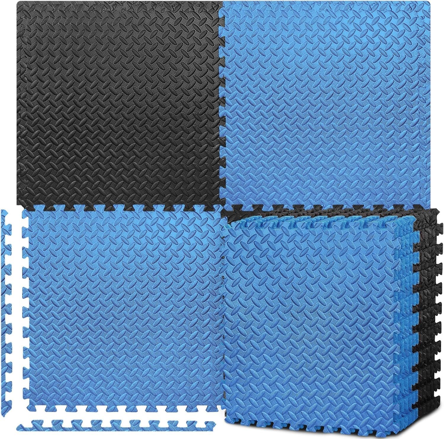BEAUTYOVO Puzzle Exercise Mat with 12/24/48 Tiles Interlocking Foam Gym Mats, 24” x 24” EVA Foam Floor Tiles, Protective Flooring Mats for Gym Equipment