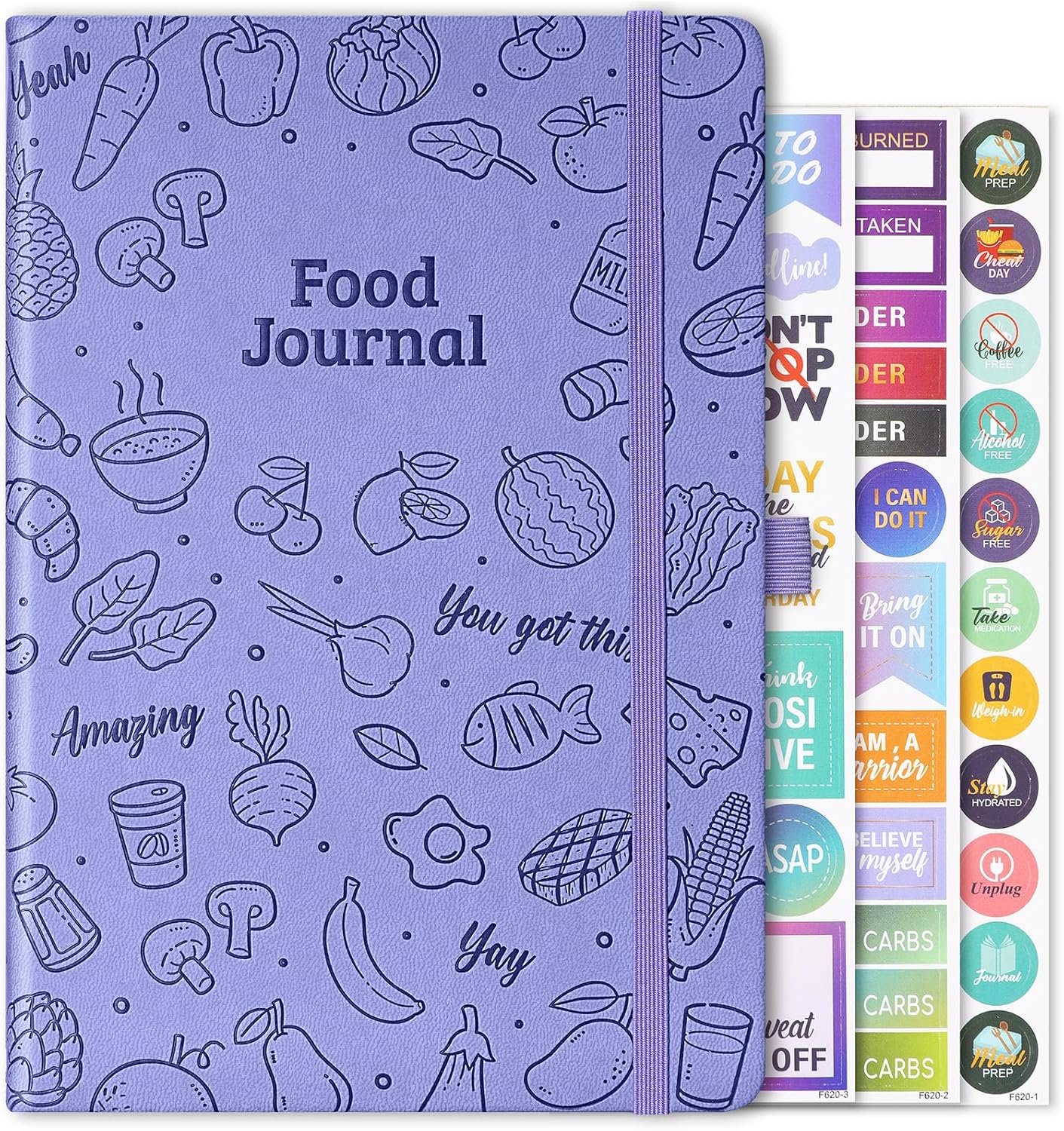 Food Journal – Journal for Women Weight Loss, 5.8″ x 8.3″, 6 Months Meal Planner to Count Calories Health Journals for Women/Men, Keep Healthy Diet & Achieve Fitness Goals – Purple