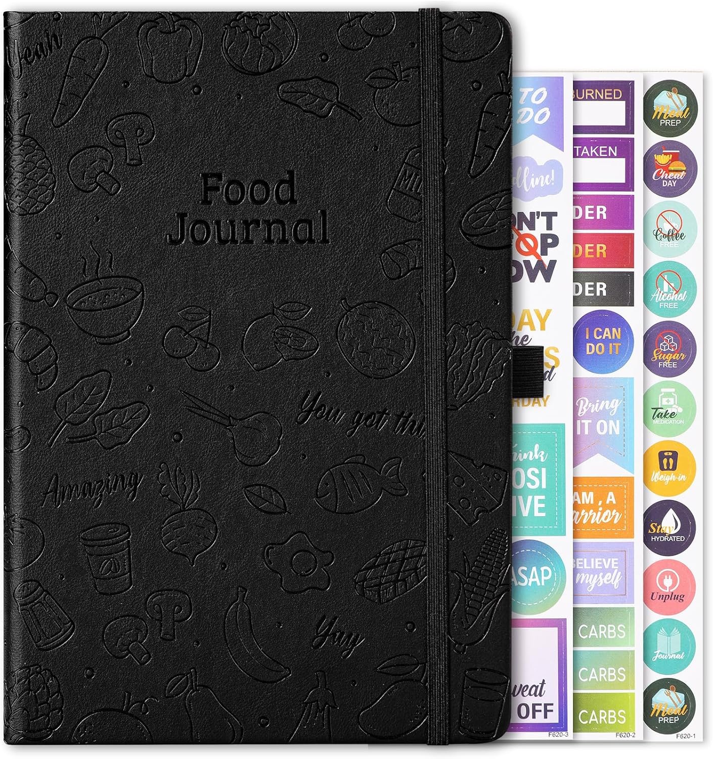 Food Journal – Journal for Women Weight Loss, 5.8″ x 8.3″, 6 Months Meal Planner to Count Calories Health Journals for Women/Men, Keep Healthy Diet & Achieve Fitness Goals – Black