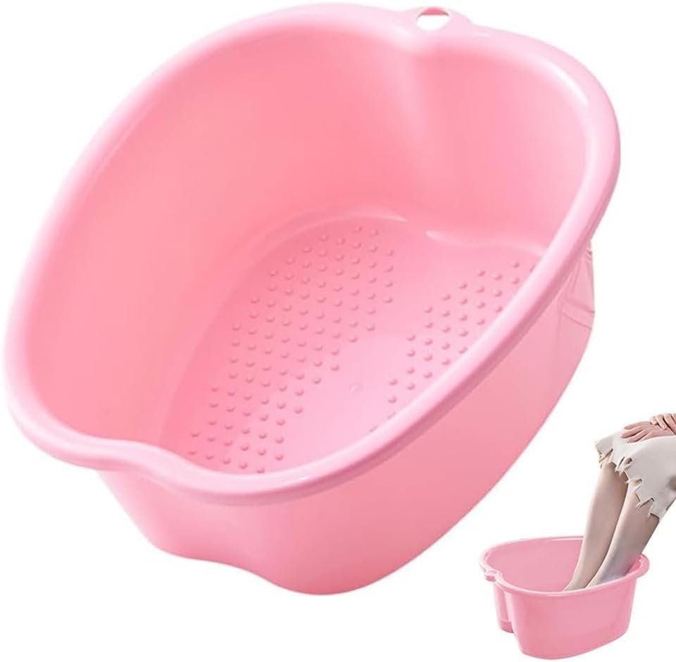 Foot Soaking Tub Large Size Foot Basin Sturdy Soaking Feet Bucket Massager Tub Exfoliation Callus Pedicure Foot Spa Bath Bucket for Women and Men (Pink)