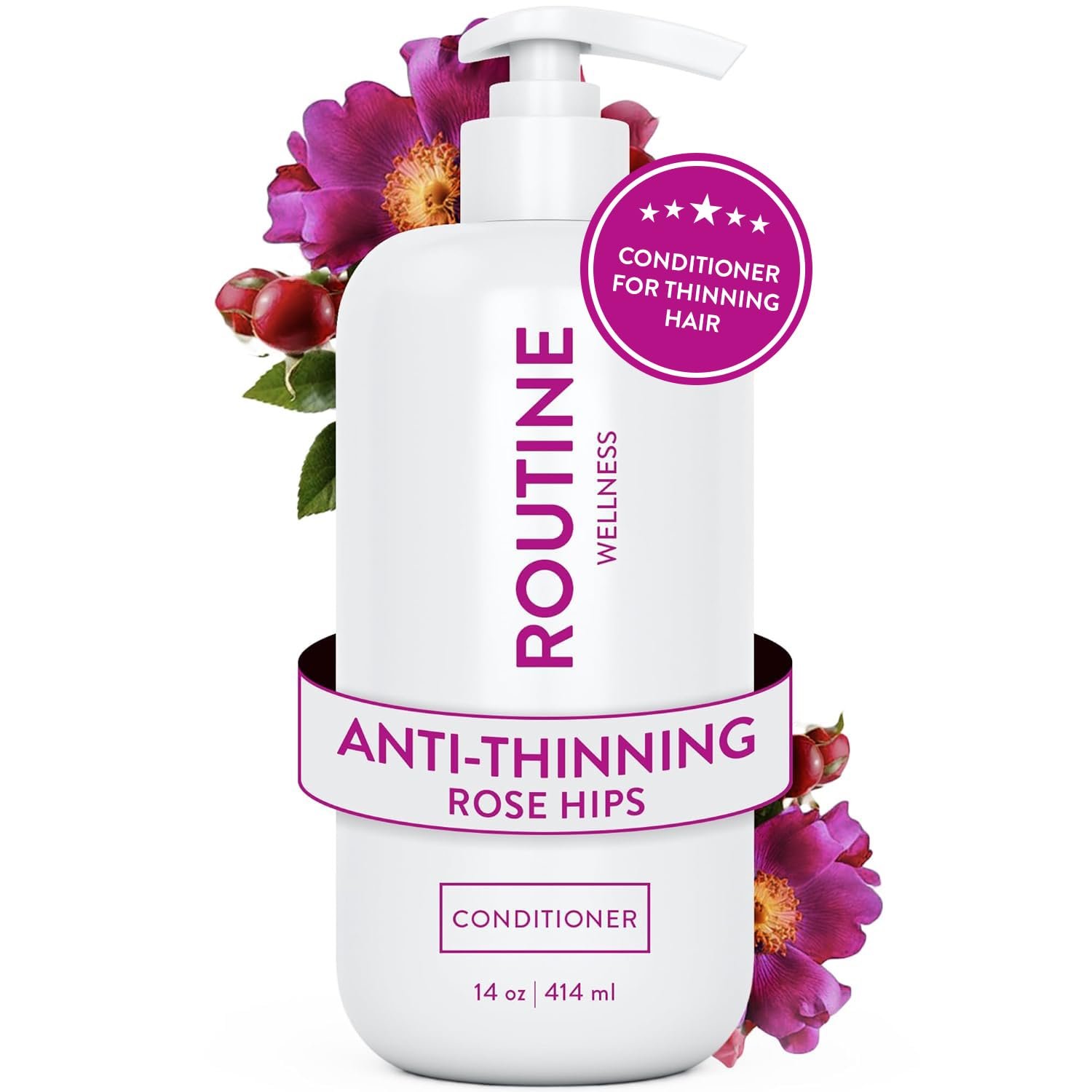 Routine Wellness Anti-Thinning Deep Conditioner for Thinning Hair to Reduce Breakage – CLINICALLY TESTED Formula with DHT Blockers Saw Palmetto, Nettle Oil – Rose Hips Conditioner
