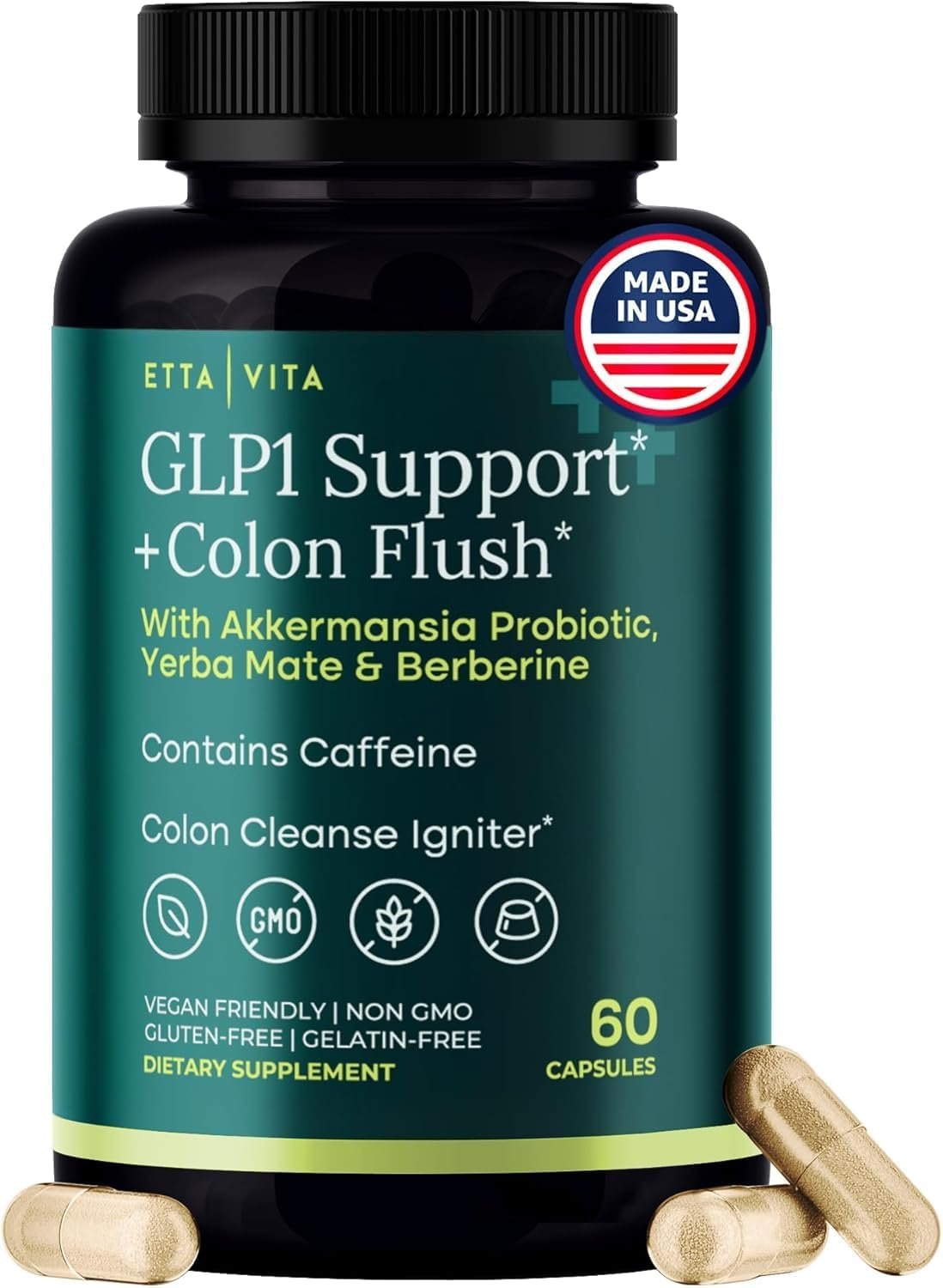 Colon Cleanse + GLP-1 Supplement Weight Loss & Energy – Appetite Suppressant & Fat Burner for women and men with Berberine, Yerba Mate, Psyllium Husk, Senna Leaf, Lemon, Black Garlic – Digestive Broom