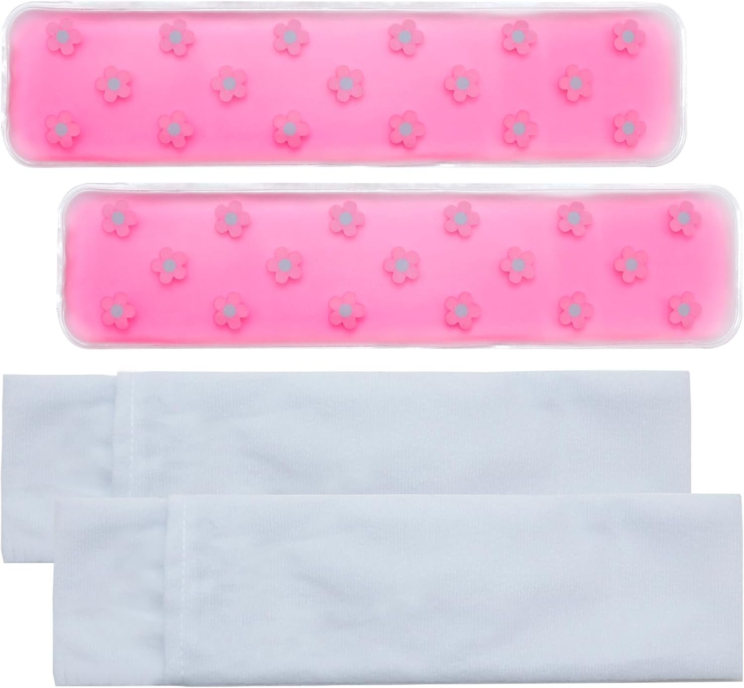 Reusable Perineal Ice Pack for Postpartum and Hemorrhoid Pain Relief, Hot and Cold Ice Pack for Women After Pregnancy, 2 Ice Packs and 2 Washable Sleeves. (Pink Flower)