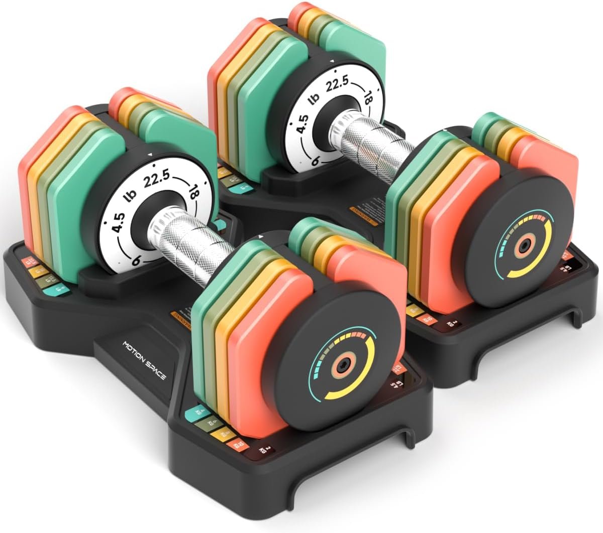 Adjustable Dumbbells Set 22.5LB Pair, 1-Sec Fast Adjustable 5 Free Weights, Premium Comfort Non-slip Metal Handle, Compact Size for Full Body Home Workout