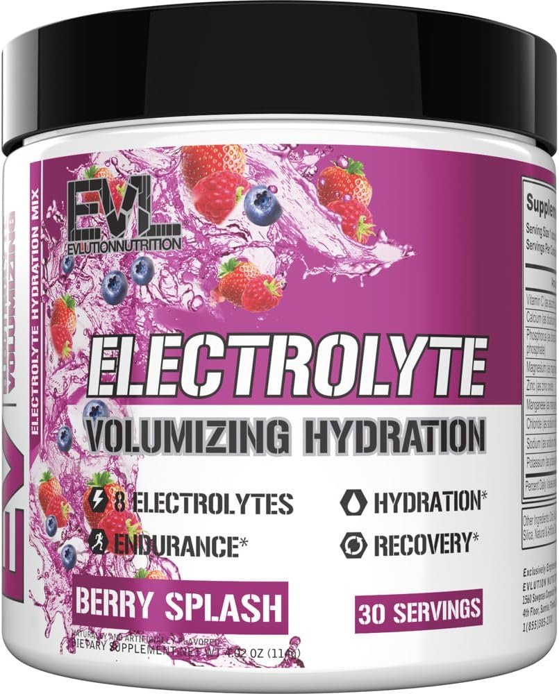 Evlution Ultimate Electrolytes Powder Hydration Drink – Quick Replenishing Hydration Powder Drink Mix with 8 Key Electrolytes and Antioxidants – Vegan Gluten Free Keto Friendly Blend (Berry Splash)