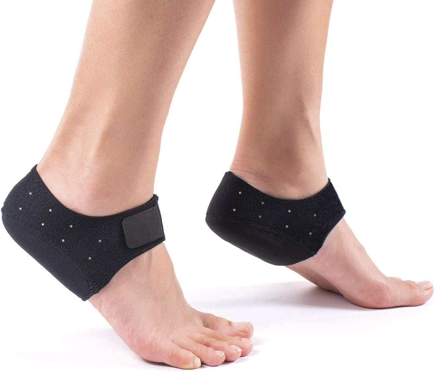 Plantar Fasciitis Heel Cups for Heel Pain 【Updated Version】 Protectors Sleeves Pads, Support for Spur, Women and Men (Air Holes – Black, M 8.5-12 / W 10-13)