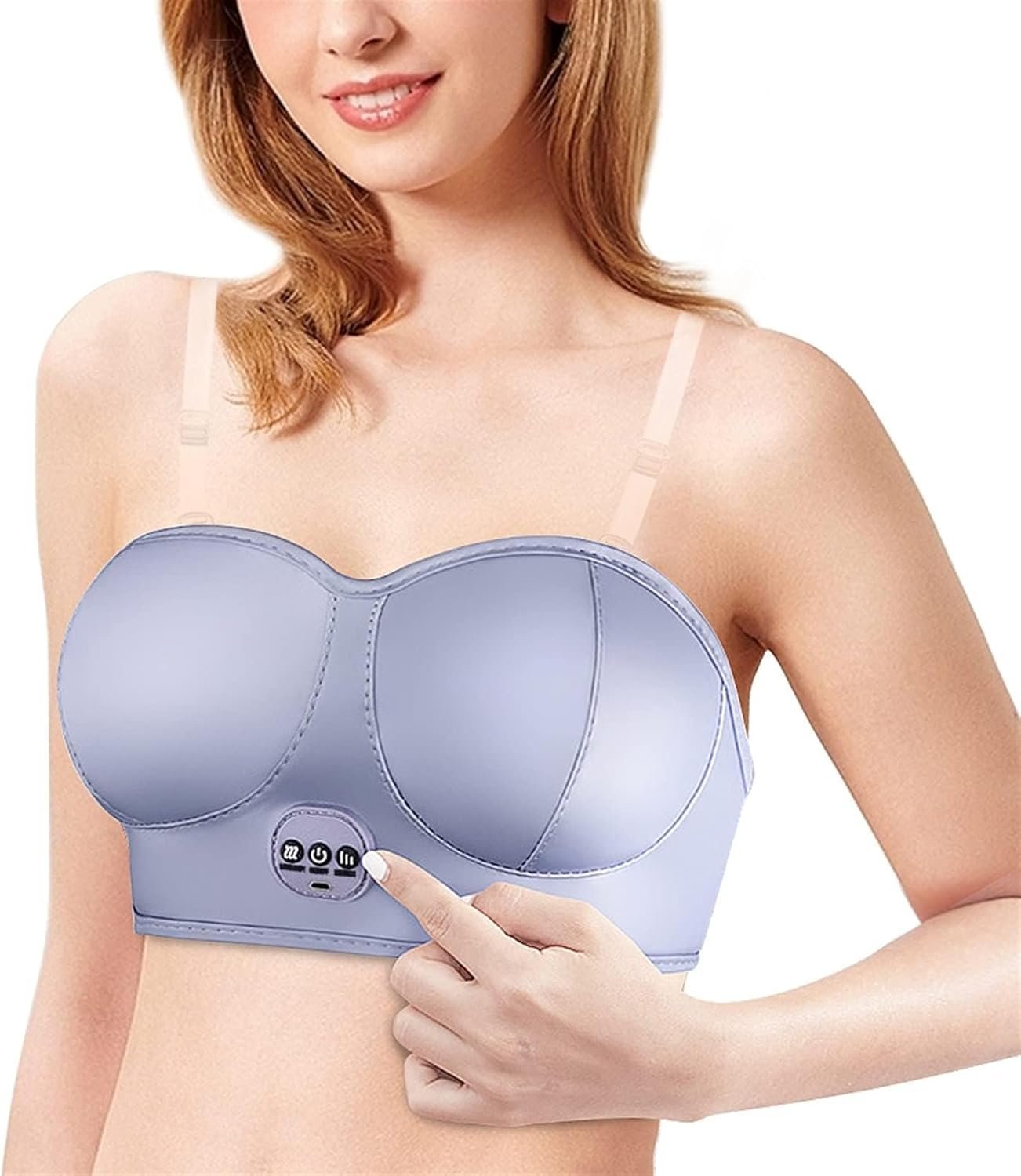 3-in-1 Heating & Vibration Massage Bra, Chest Massager Breast Enhancement Instrument Massage Device,Wireless USB Rechargeable, for Women Chest Shaping, Postpartum Recovery