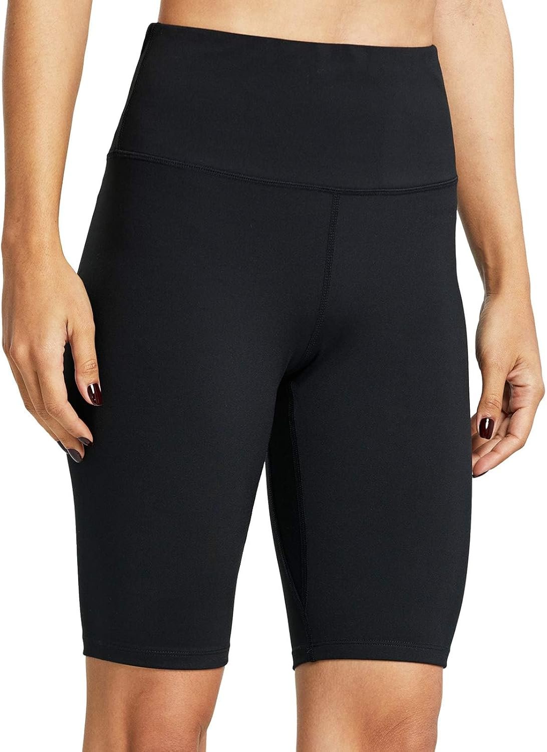 ZUTY 10″ Biker Shorts Women Tummy Control High Waisted Workout Athletic Yoga Compression Long Shorts with 2 Hidden Pockets