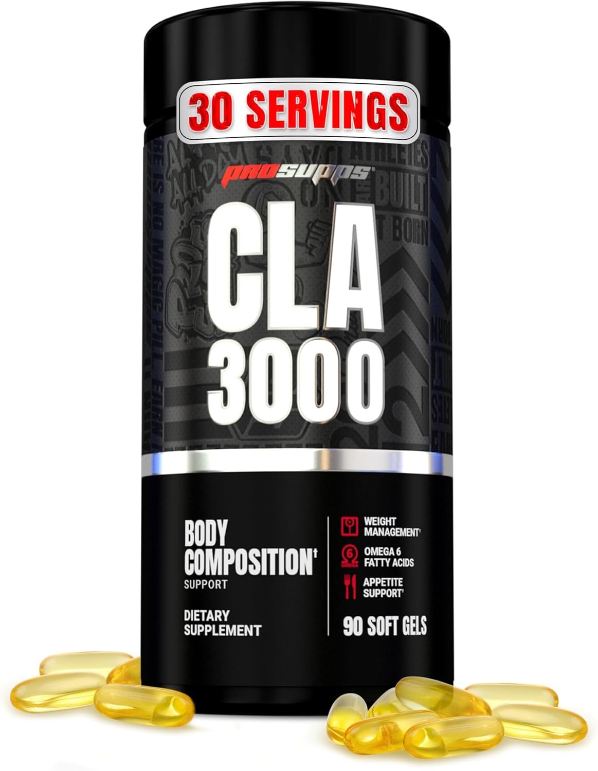 ProSupps CLA 3000 Lean Body Composition Support – Stim-Free Conjugated Linoleic Acid Workout Supplement for Weight Management & Appetite Support with Omega 6 Fatty Acid – Gym & Fitness – 90 Softgels