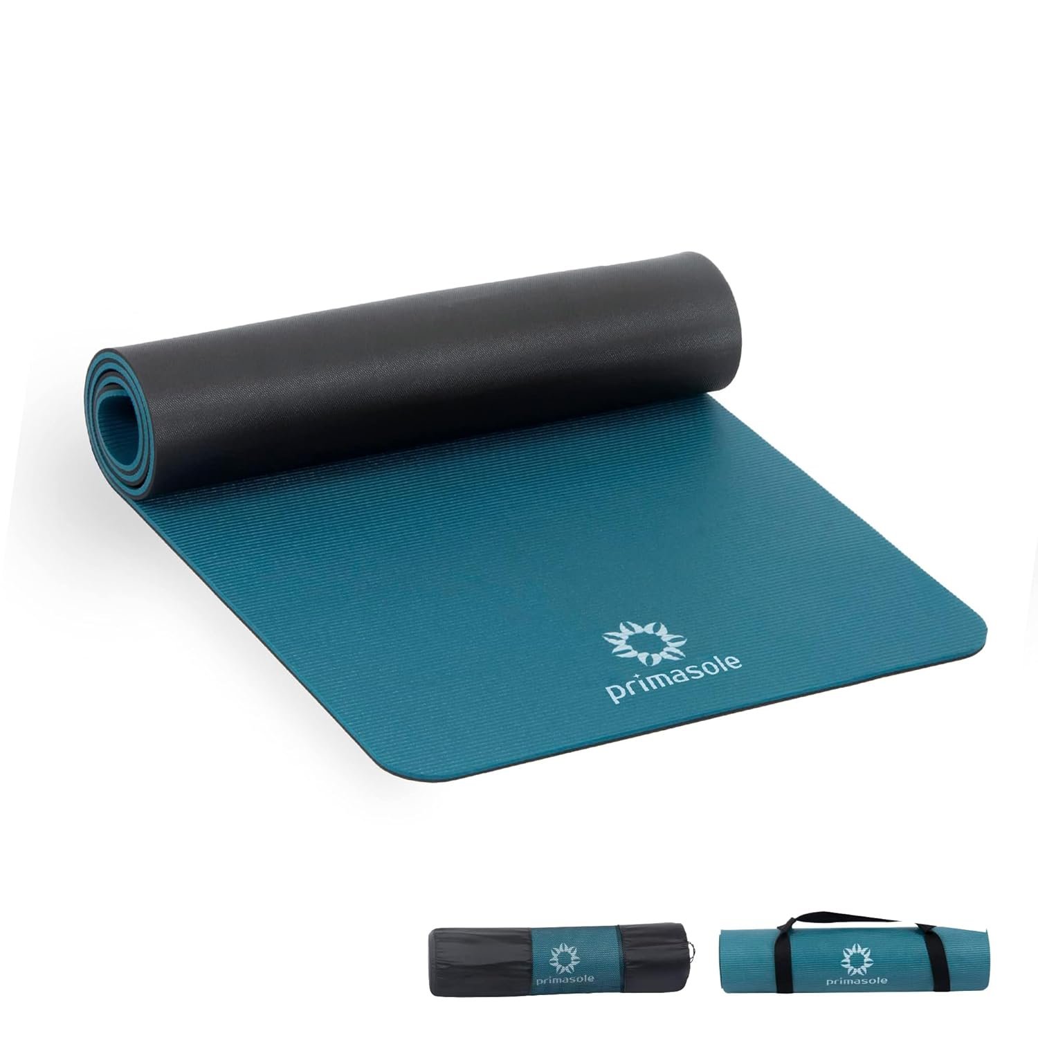 Primasole PER Eco-Friendly 2-Color Yoga Mat (0.4″) – Secure Grip for Yoga, Pilates, Gym, Tear-Resistant, Portable w/Strap & Bag, 68×24″ Forest Green/Black, All Levels,Easy to Clean