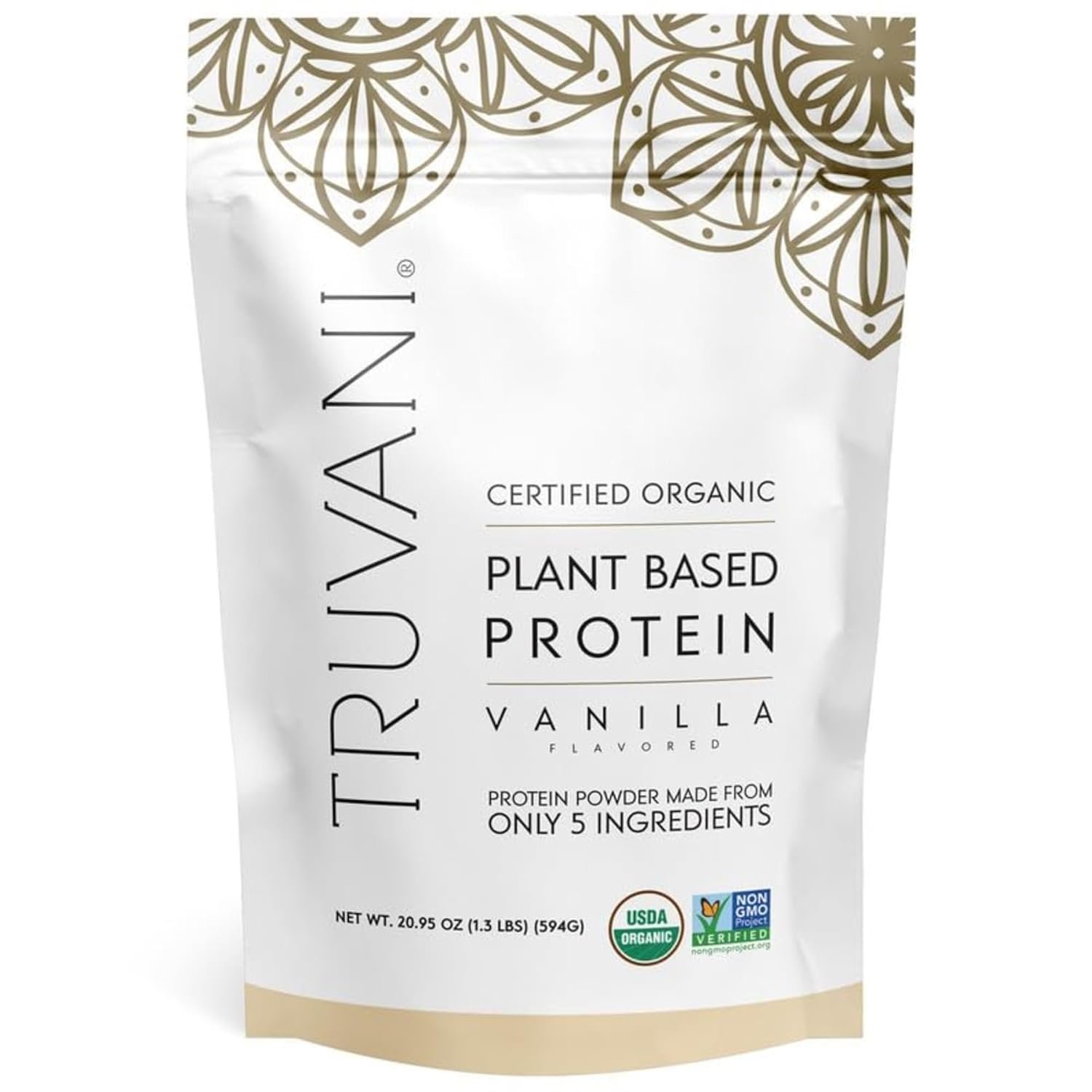 Truvani Vegan Pea Protein Powder | Vanilla | 20g Organic Plant Based Protein | 20 Servings | Keto | Gluten & Dairy Free | Low Carb | No Added Sugar