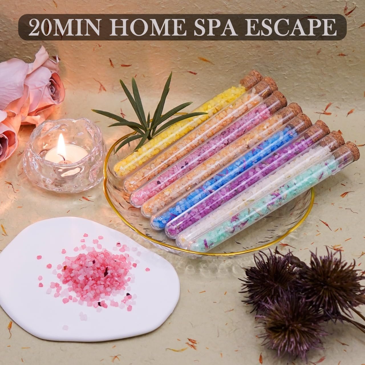 Relax Bath Salts- 8 Pack Epsom Salts for Soaking, Aromatherapy Bath Spa Set, Skin Softening, Muscle & Stress Relief, Exfoliating Dead Sea Salt, 1oz Each