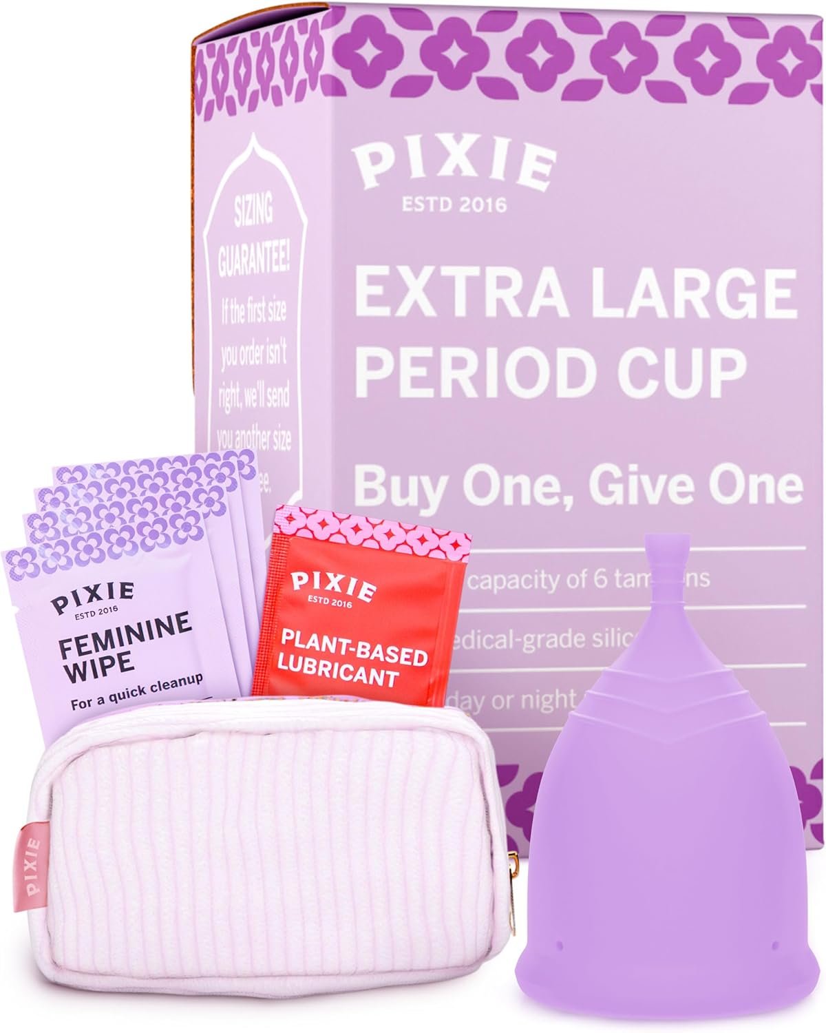 Pixie Cup – Soft, Safe, Reusable Menstrual Cup – Ranked 1 for The Best Tampon Alternative – 100% Medical-Grade Silicone Period Cup for Feminine Care – Buy One We Give One (Extra Large)