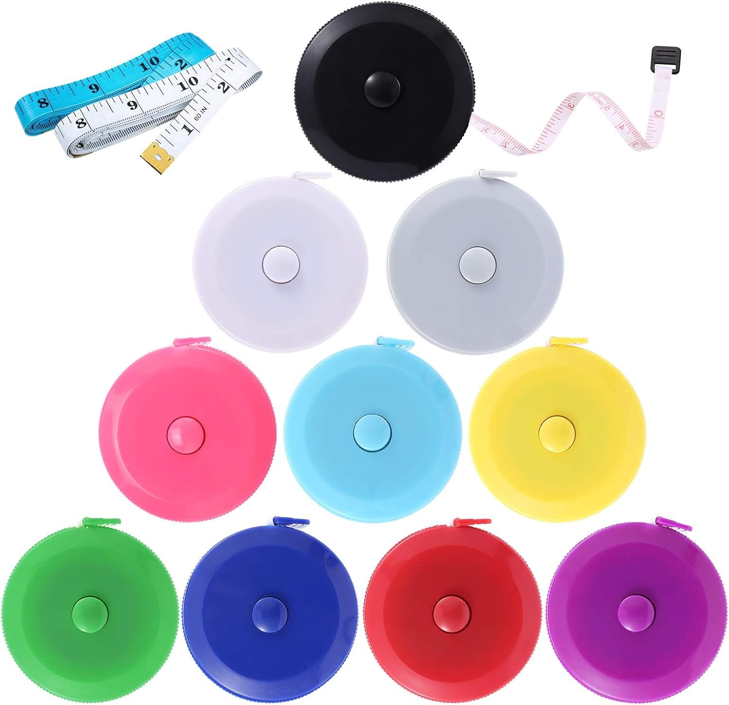Tape Measure, 10 Pack Measuring Tape for Body 60 Inch, Retractable Fabric Small Tape Measure for Sewing Tailor Medical Craft Cloth