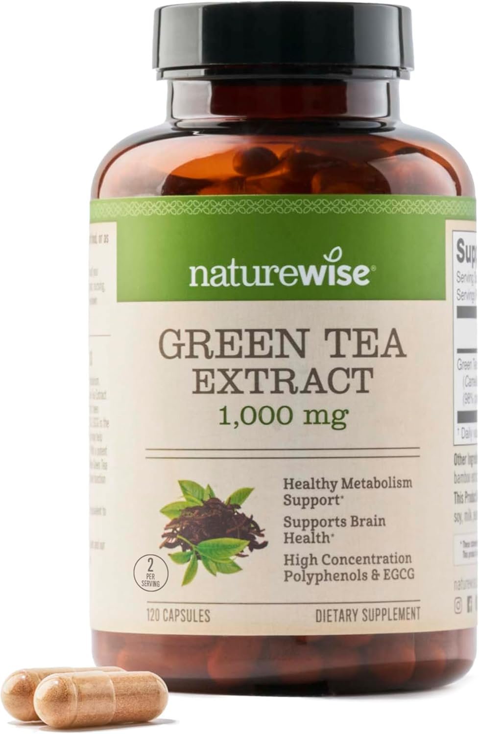 NatureWise Green Tea Extract Capsules 1000 mg – 50% EGCG & 98% Polyphenols – Extra Strength Green Tea Pills – Antioxidants for Heart Health & Energy – Vegan, Non-GMO – 120 Count[60-Day Supply]