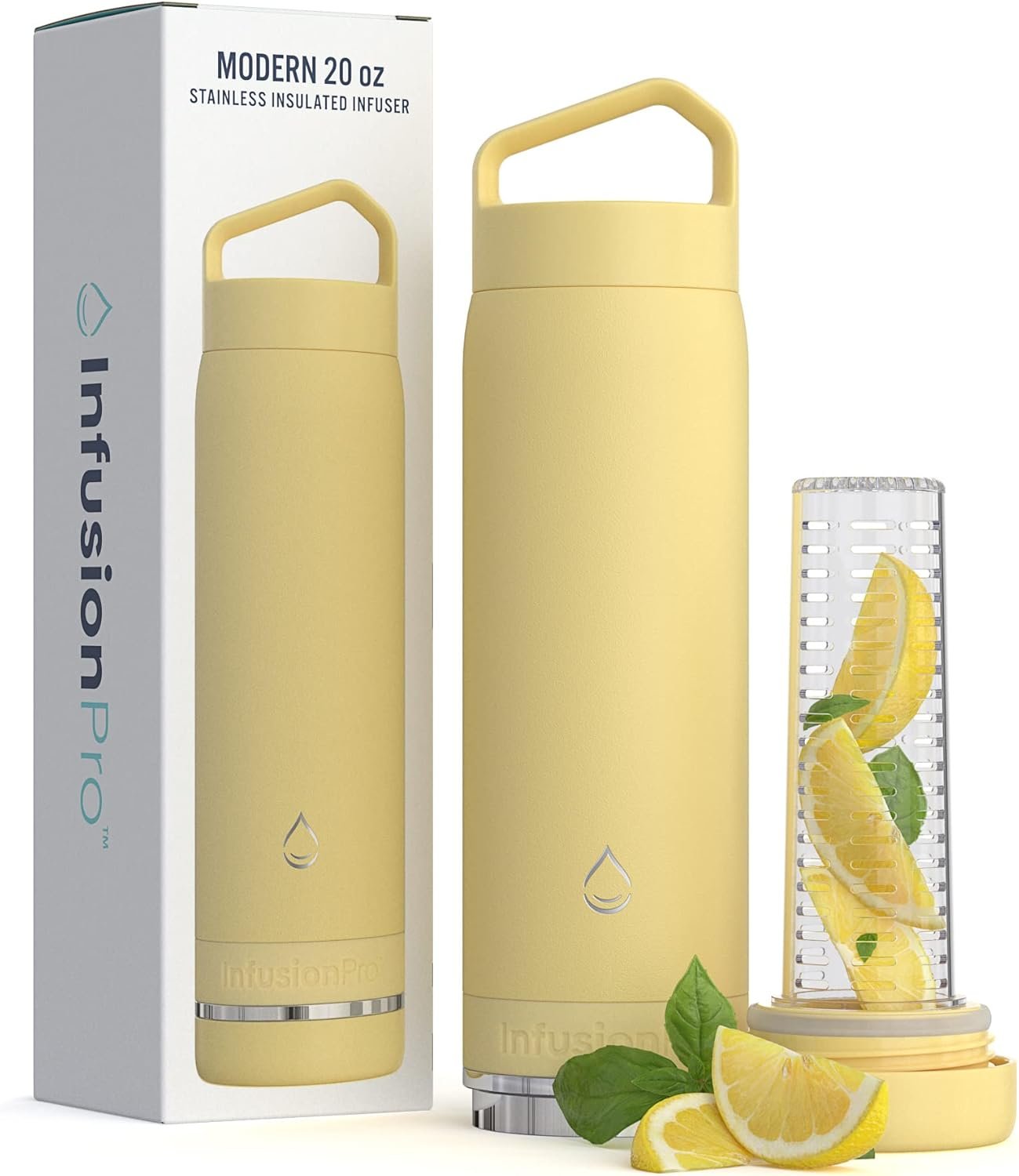 Infusion Pro Stainless Steel Fruit Infuser Water Bottle (20 oz) : Vacuum Insulated : Bottom Loading for More Flavor : Recipe eBook : Easy Cleaning : Great Gift