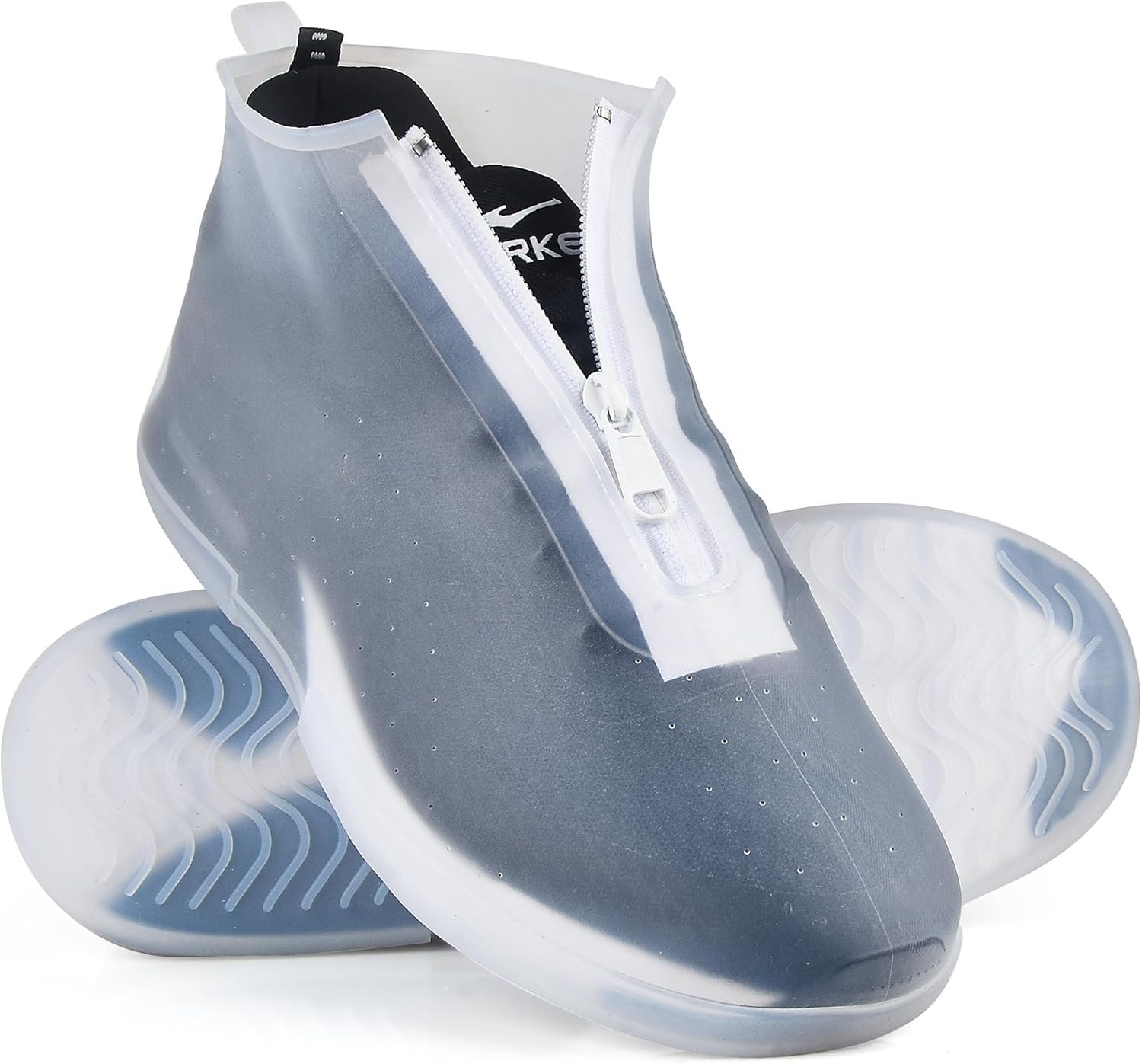 Waterproof Shoe Covers Slip-Resistant Overshoes Newly Upgraded and Latest Model for Men Women, Reusable Rain Boots for Outdoor, Cycling, Hiking, Work (Transparent, M (Women 6-7.5, Men 5-6.5))