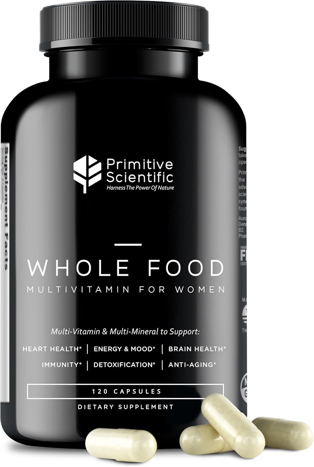 Whole Food Natural Four-a-Day Multivitamin and Mineral Capsules for Women – All-Day Energy, Inner Zen, and Stronger You (120 Capsules)