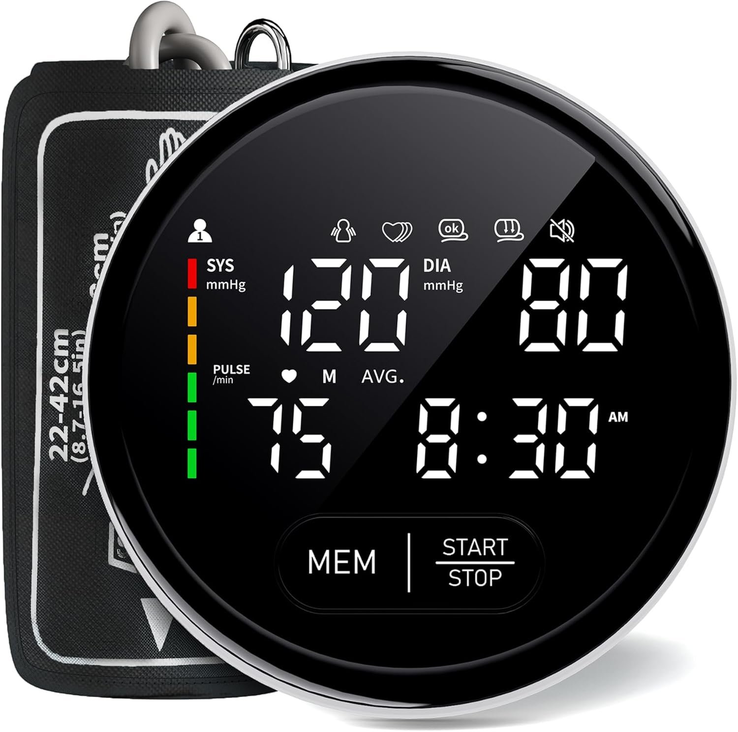 Blood Pressure Monitor Upper Arm Automatic Monitors for Home Use Adjustable 8.7″-16.5″ Cuff Voice Broadcast Large Backlit Display 240 Sets Memory with Storage Bag