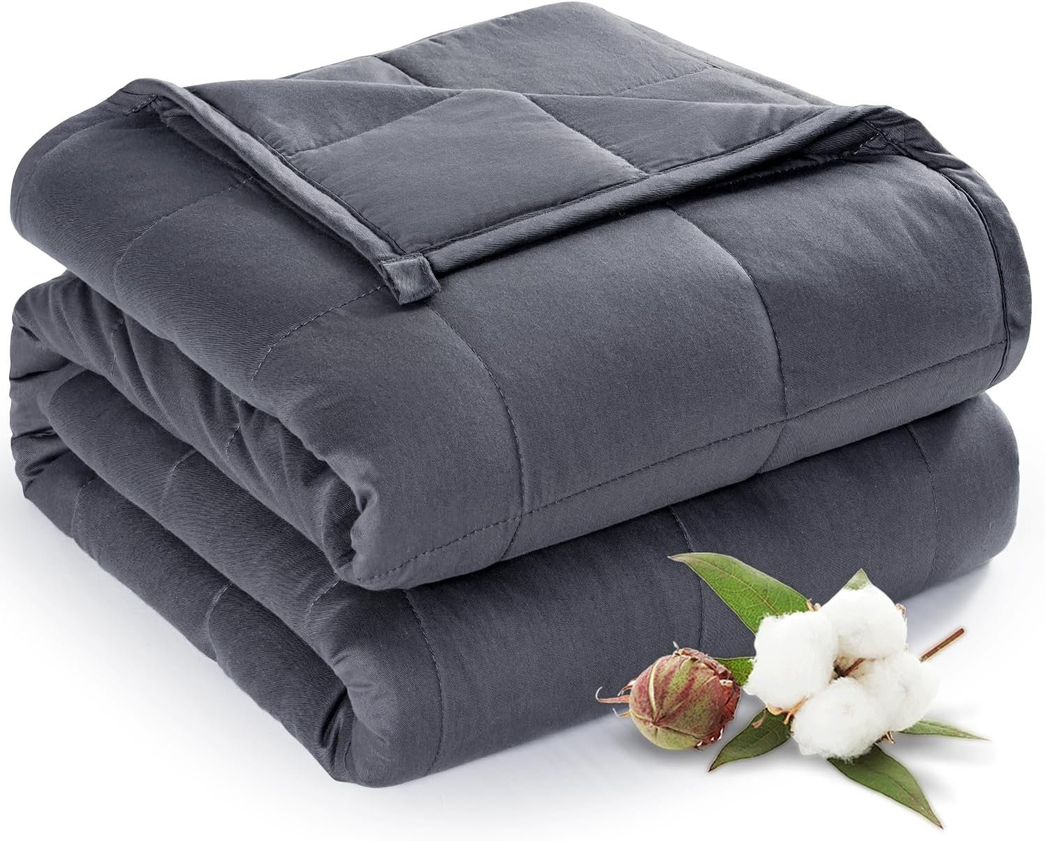 Sivio Weighted Blanket for Adults 100% Cotton, 80″x87″ King Size 30 lbs, Large Cooling Summer Heavy Blanket for Sleep, Breathable Soft Blankets with Premium Glass Beads, Machine Washable, Dark Grey