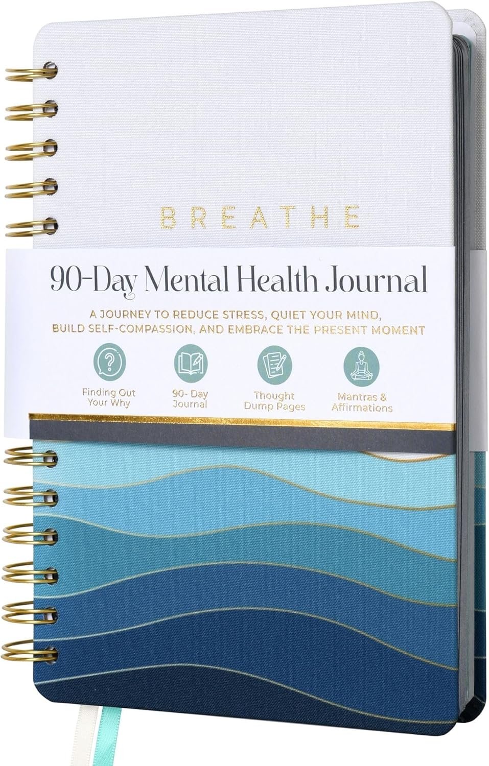 90-Day Guided Mental Health Journal for Anxiety, Mindfulness & Emotional Wellness – Daily Prompts for Self-Care, Self-Reflection, Calm, Stress Relief & Inner Strength (5.9″ x 8.7″ Spiral Bound)