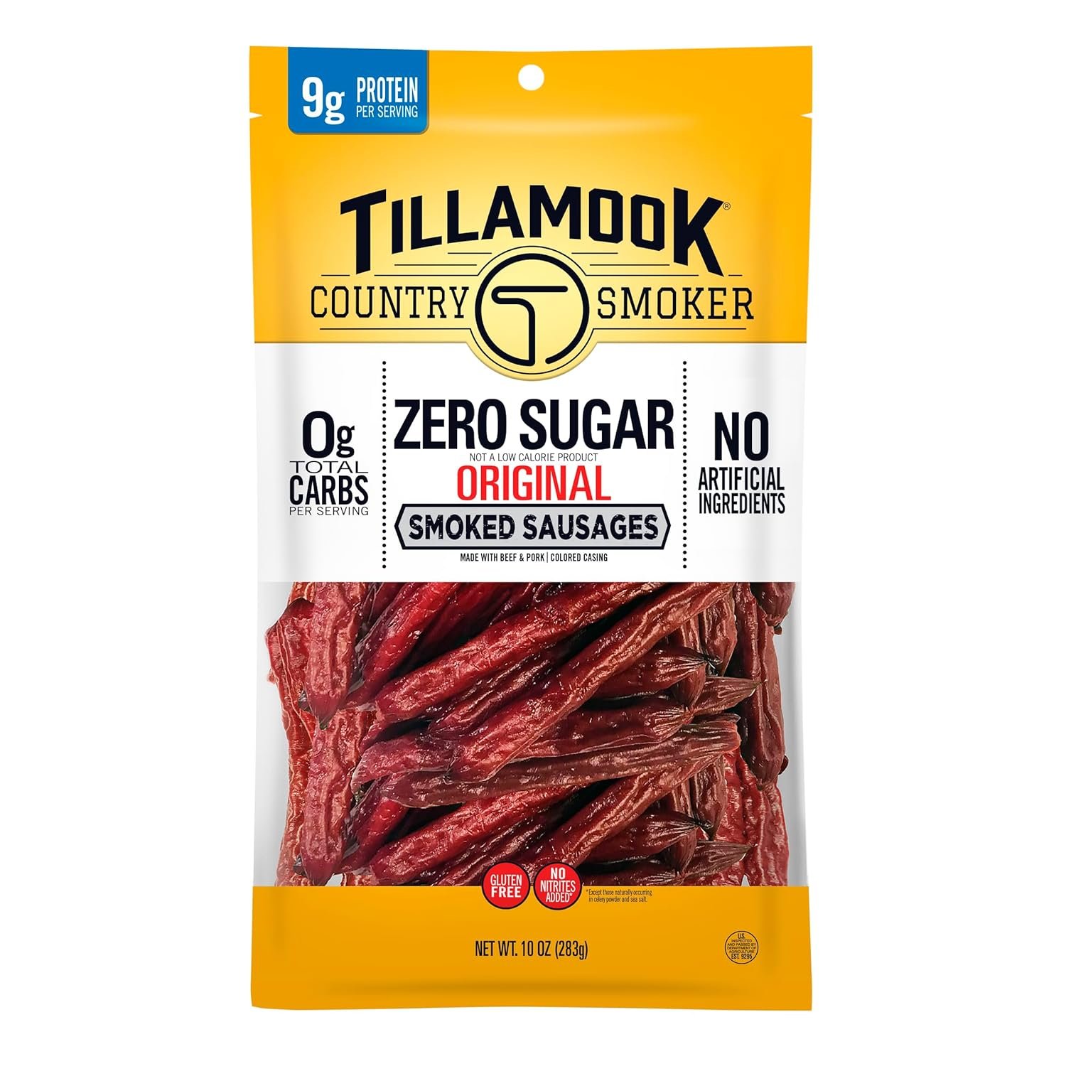 Tillamook Country Smoker Keto Friendly Zero Sugar Smoked Sausages, Original, 10 Ounce