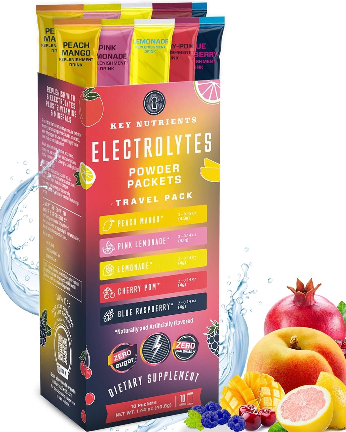 KEY NUTRIENTS Multivitamin Electrolytes Powder No Sugar – 5 Delicious Flavors Electrolyte Powder – Endurance & Energy Supplement – Hydration Powder – No Calories – 10 Servings – Made in USA