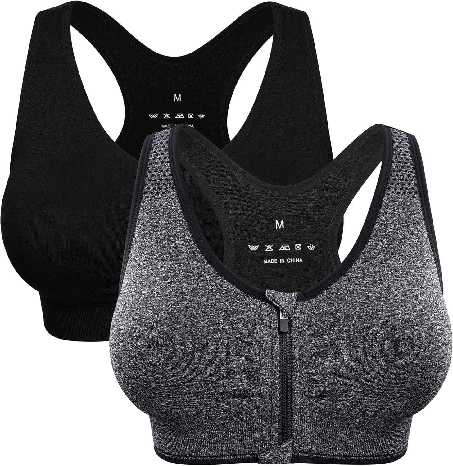 Women’s Zip Front Sports Bra Wireless Post-Surgery Bra Active Yoga Sports Bras
