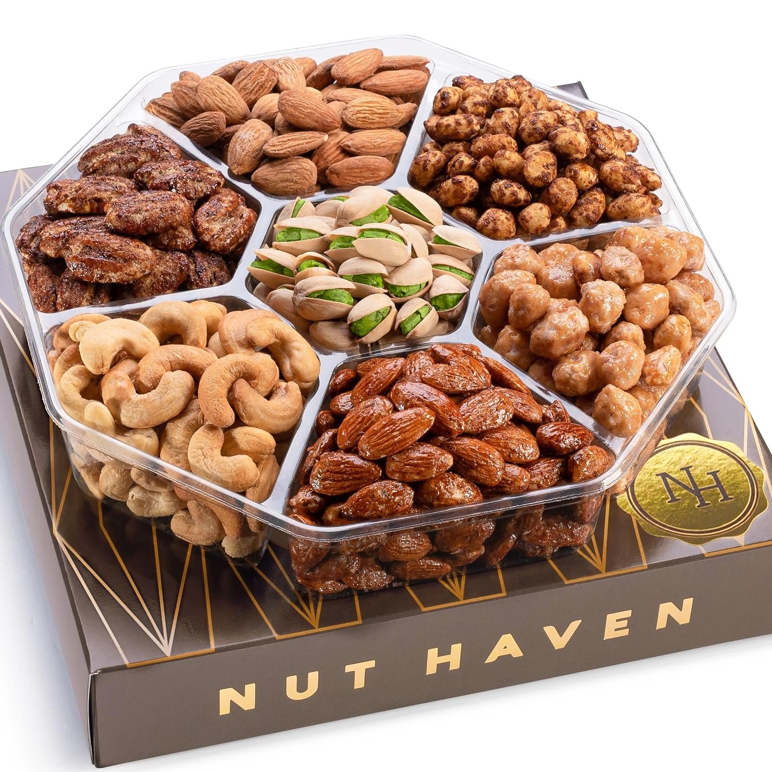 Holiday Nuts Gift Basket – Assortment of Sweet & Roasted Salted Gourmet Nuts – Food Gift Box for Him, Husband, Christmas, Fathers Day, Mothers Day, Sympathy, Family, Men & Women